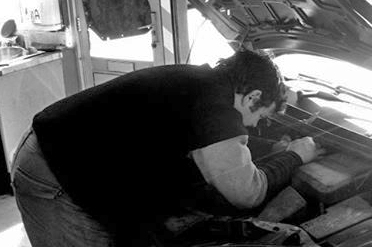 Mechanical repair in progress at Egan's Garage